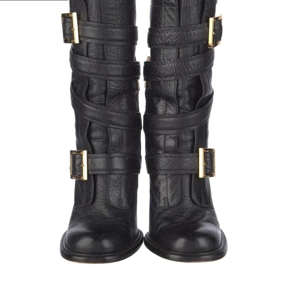Tory Burch Jaden Black Pebbled Leather Boots
